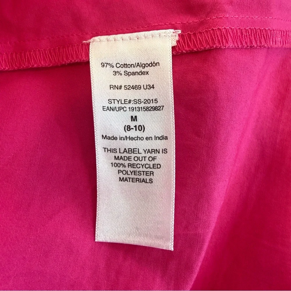 Scoop Women's Hot Pink Balloon Sleeve Shirtdress with Pockets, Size L - Picture 10 of 11